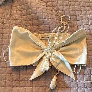 Alice + Olivia Vegan Leather Crop Tassel Halter Top